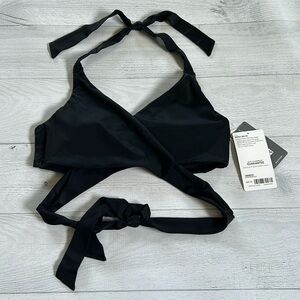 Athleta Wrap Bikini Top Sz 36‎ B/C Black NWT